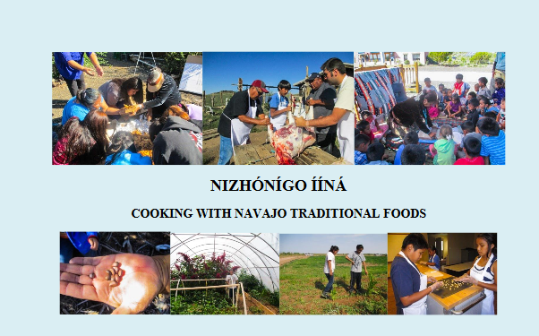 COOKING WITH NAVAJO TRADITIONAL FOODS Cookbook Cover with images of people farming