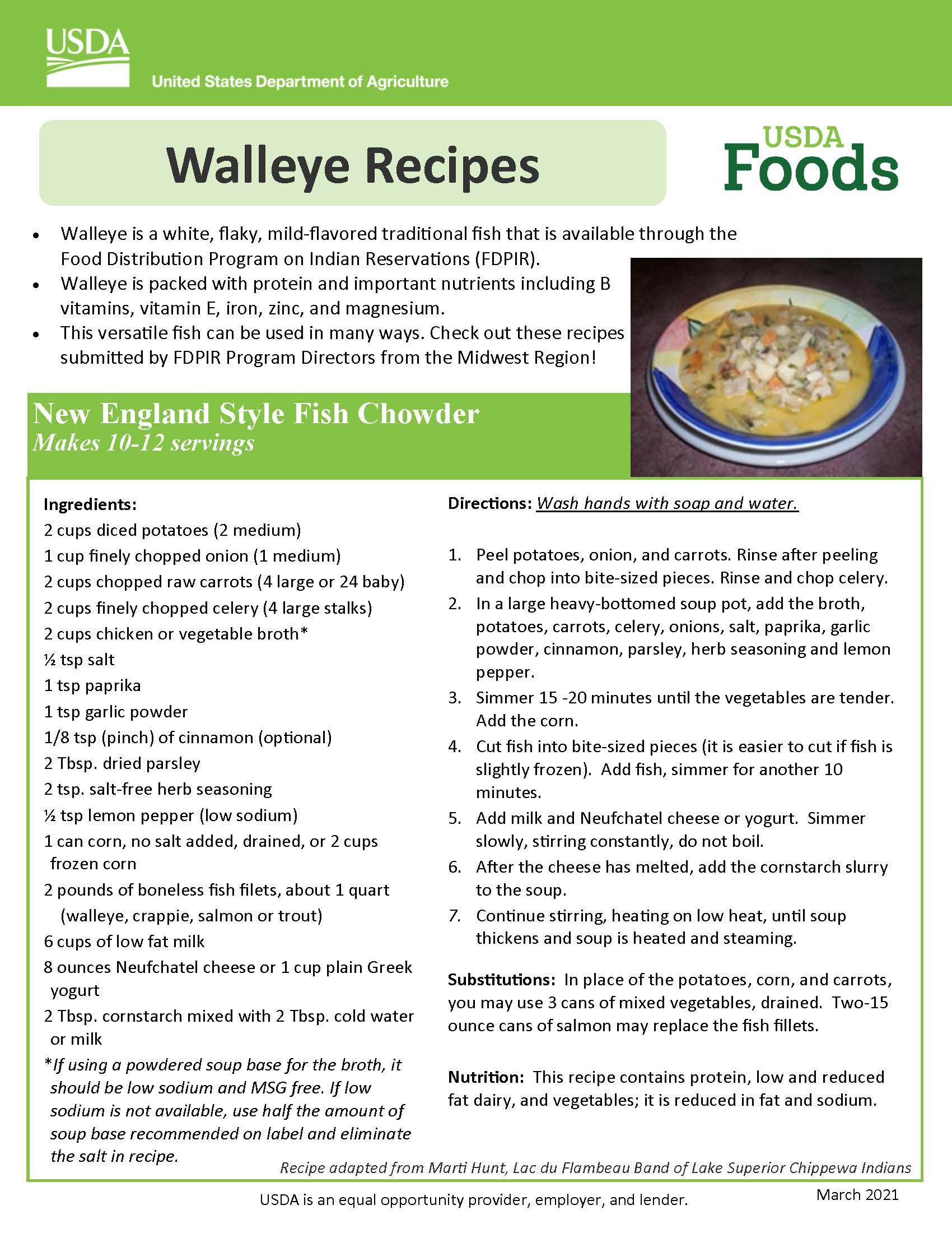 Walleye Recipes Sheet