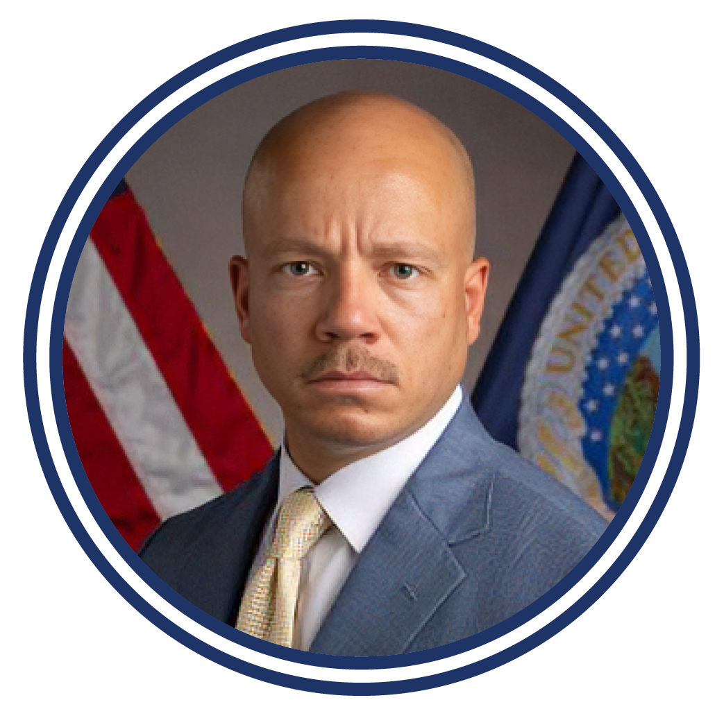 two blue lines outlining the headshot of Westhill