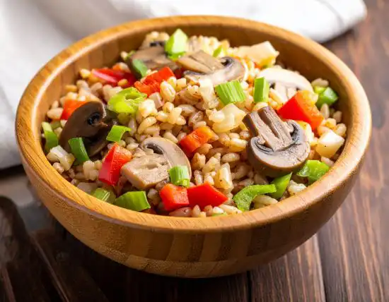 small bowl of barley pilaf