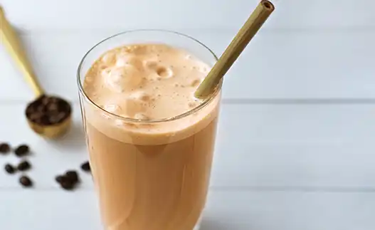coffee cooler drink with a straw