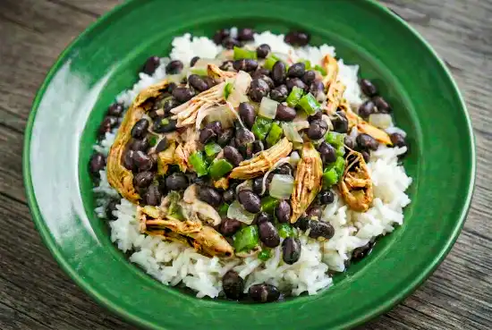 black beans with chicken on rice
