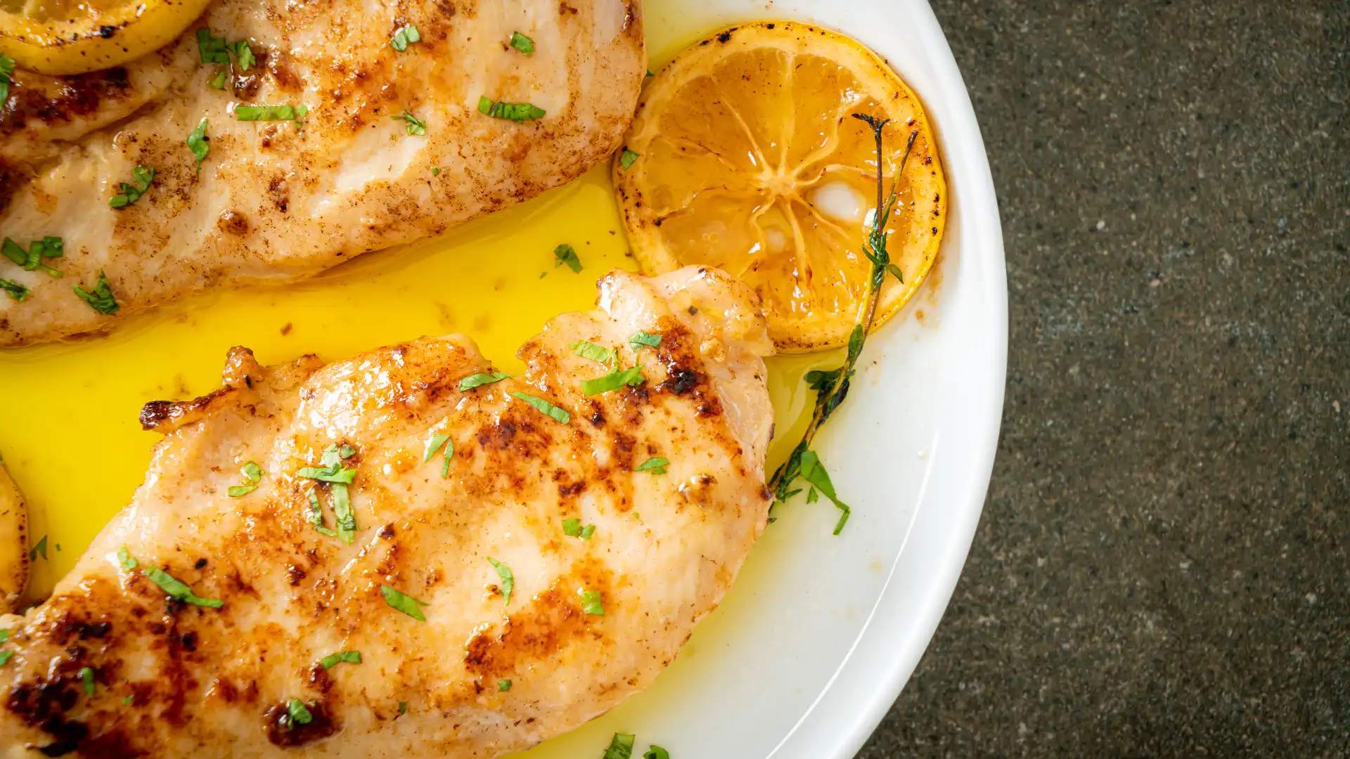 plate with garlic stuffed chicken