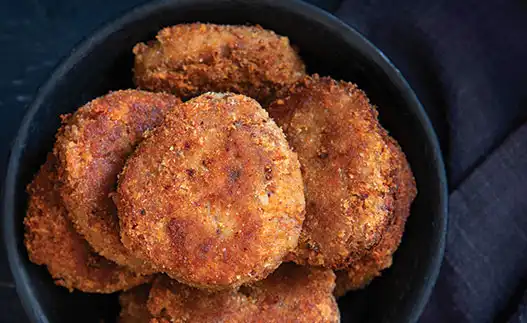 stack of bean patties