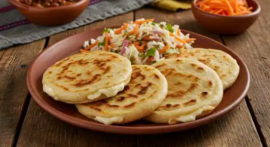 plate with pupusas