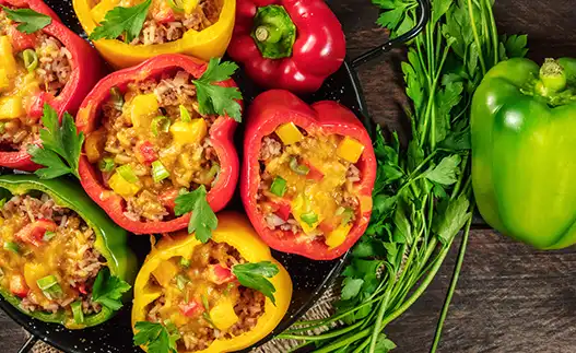 platter with stuffed peppers