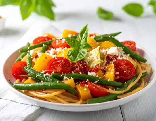 spaghetti with summer veggies