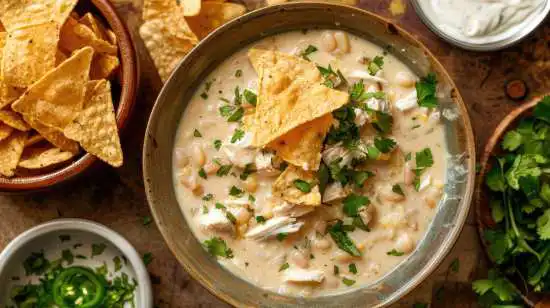 bowl of white chicken chili