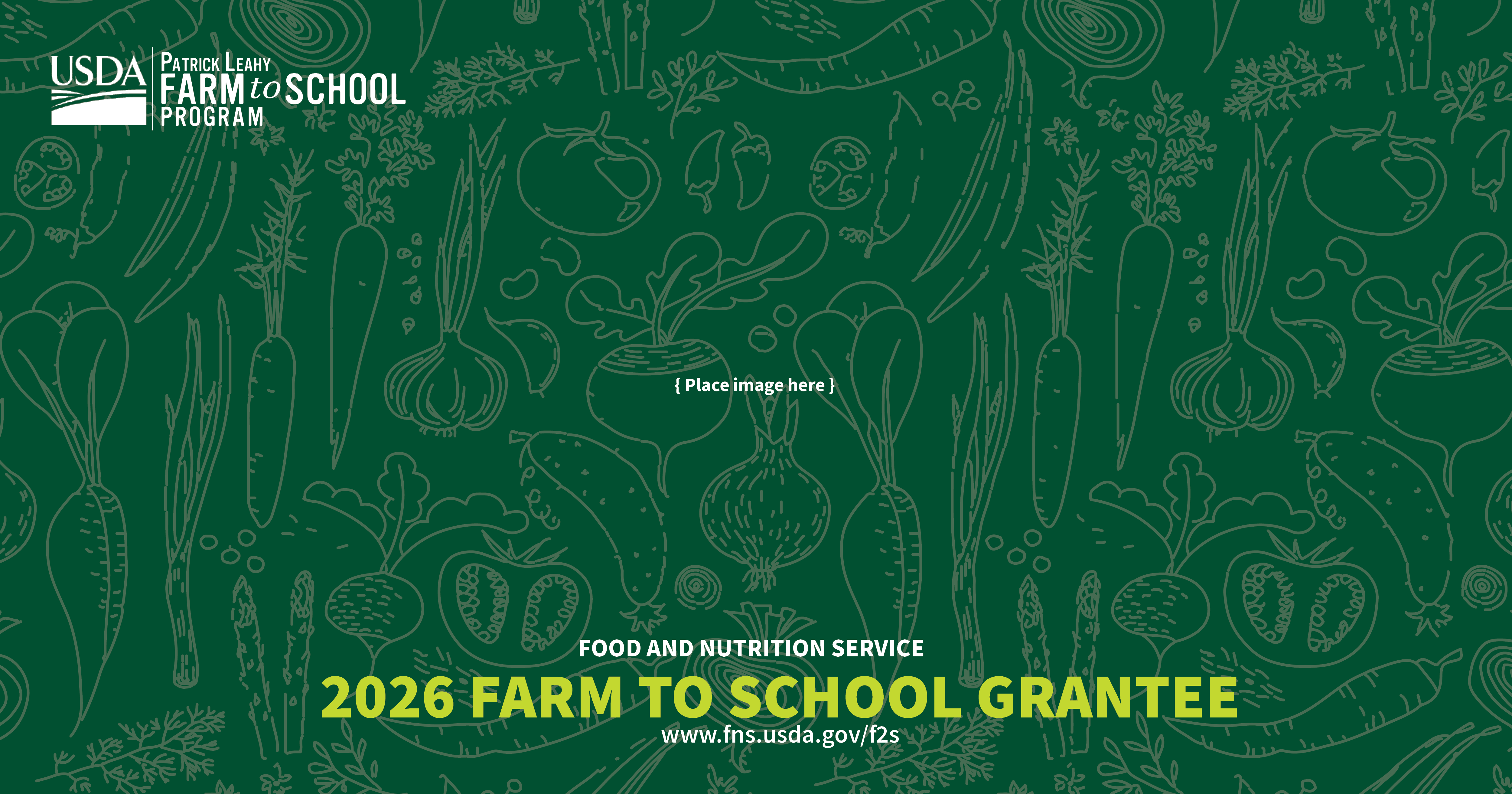 green background with text announcing FY2026 Farm to School Grant Award