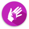 pink circle icon with a white hand icon