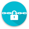 teal circle icon with white lock and chain