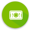 green circle icon with a white lunch tray