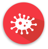 red circle with white norovirus icon