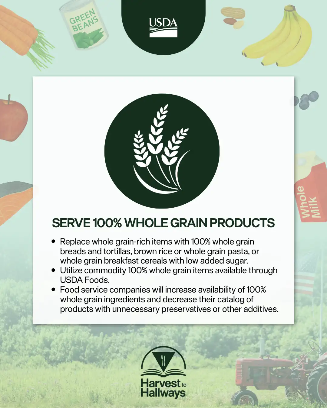 whole grain pledge on light green background with real food border