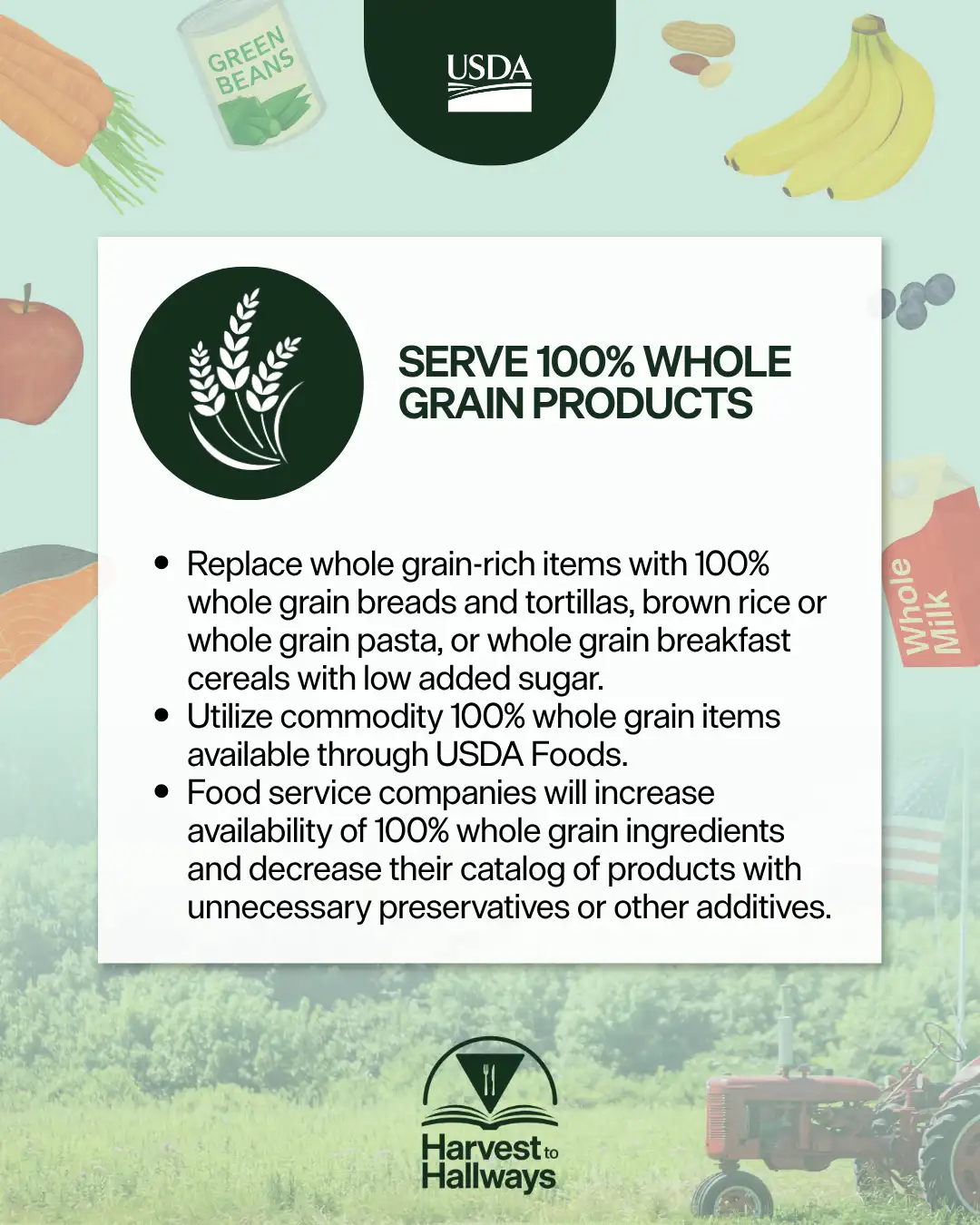 whole grain pledge on light green background with real food border