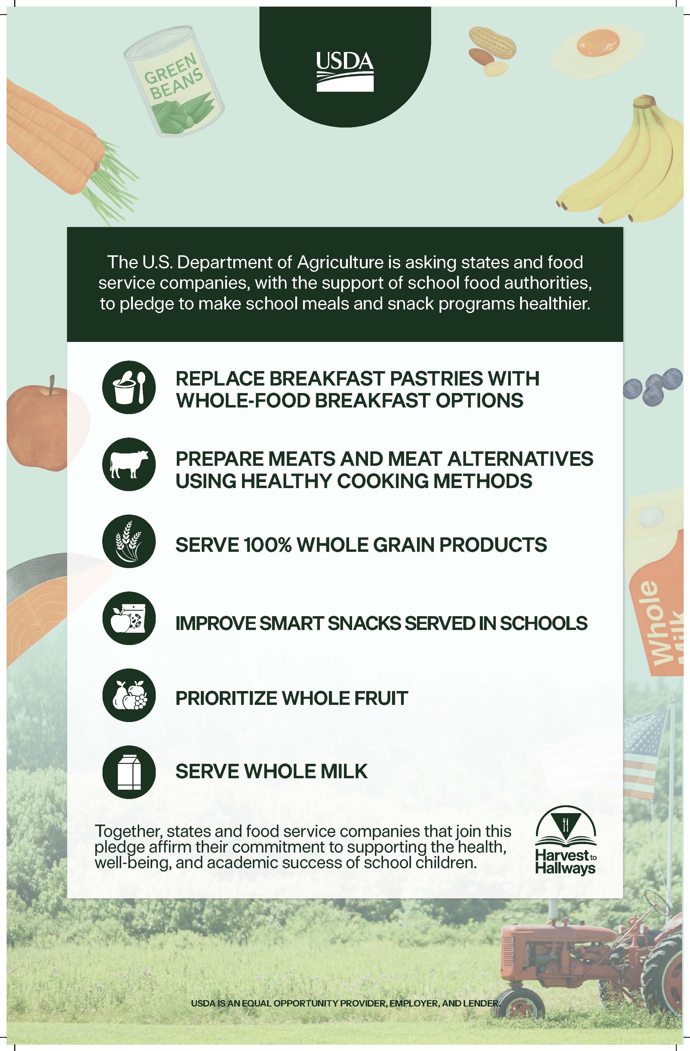pledge for healthier school meals on light background