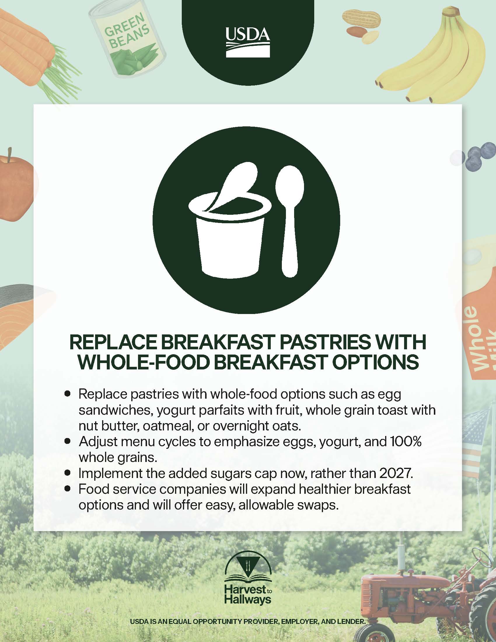 healthier school meals breakfast pledge with yogurt and spoon