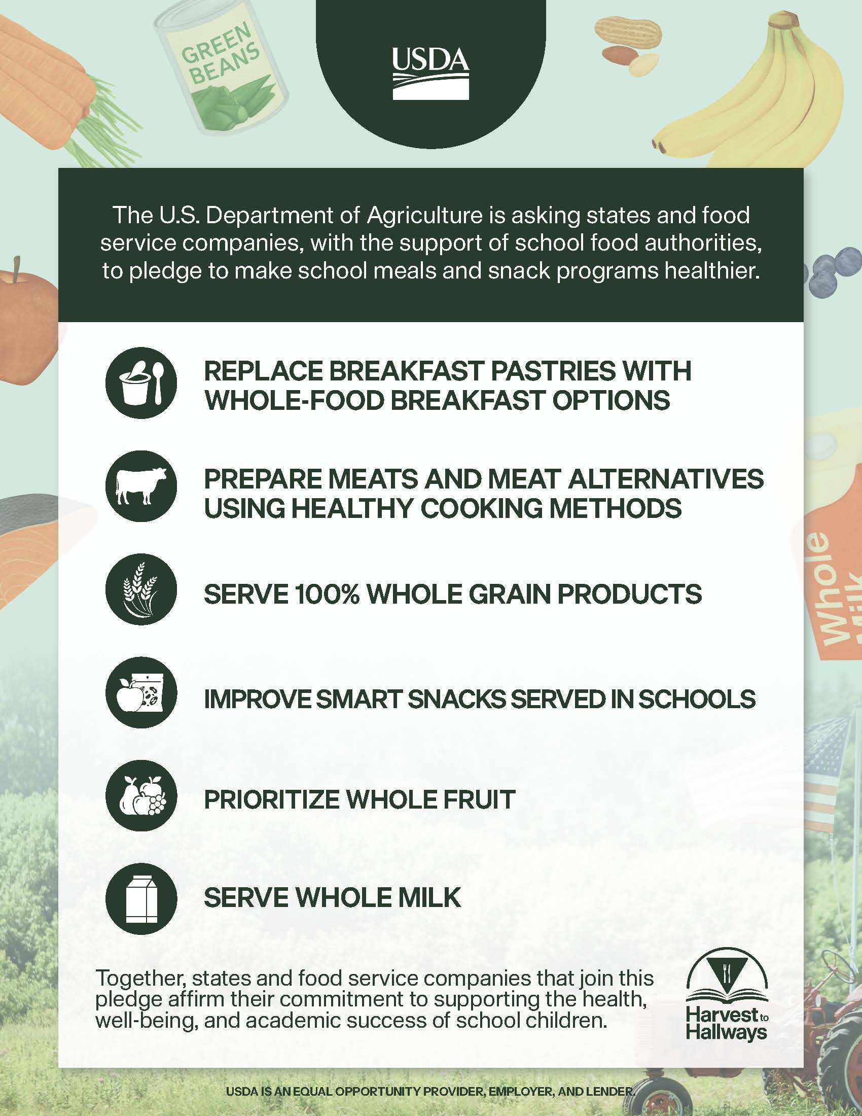 healthier school meals pledge with real food border