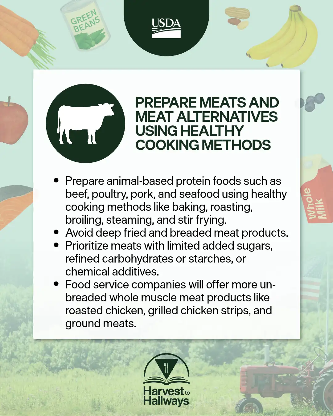 meat pledge with cow and light green background and real food border