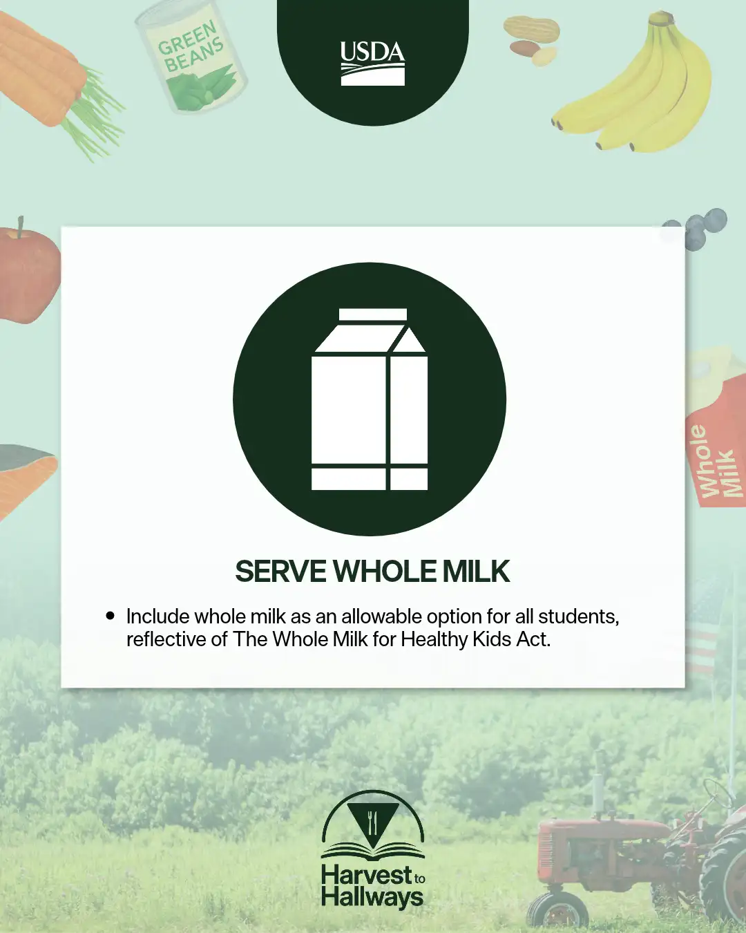 whole milk with carton and light green background and real food border