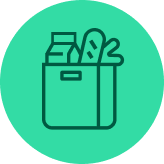 Icon of grocery bag on green background