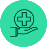 Icon of hand holding a medical symbol