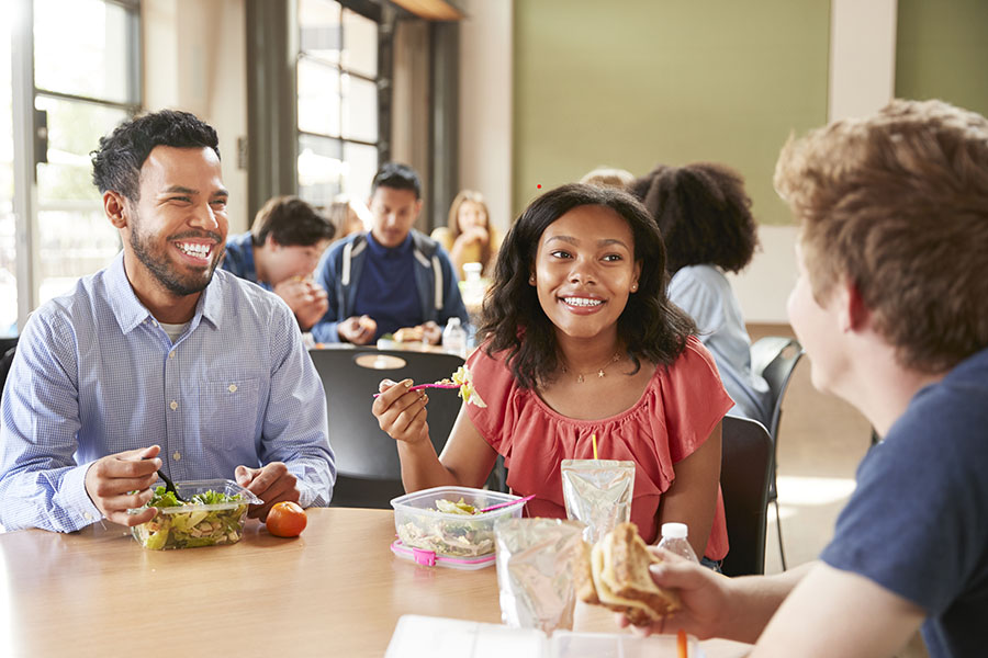 group of people eating together