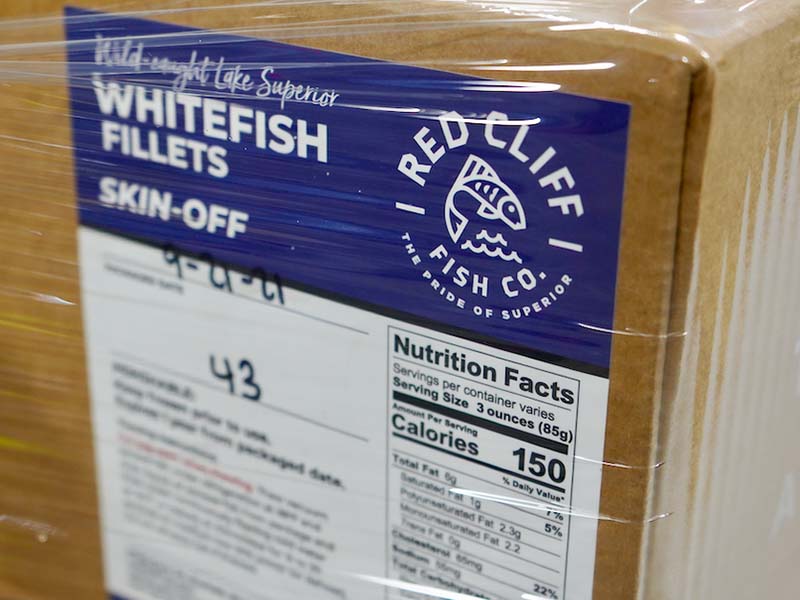 box of packaged whitefish filets from Red Cliff