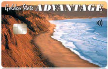 Example of a CA SNAP EBT card that says California Advantage, has a scene of the ocean and cliffs and a chip and tap technology icon