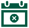 green calendar with an x icon