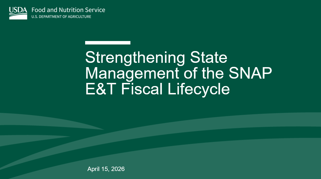 SNAP E&T Fiscal Webinar 1