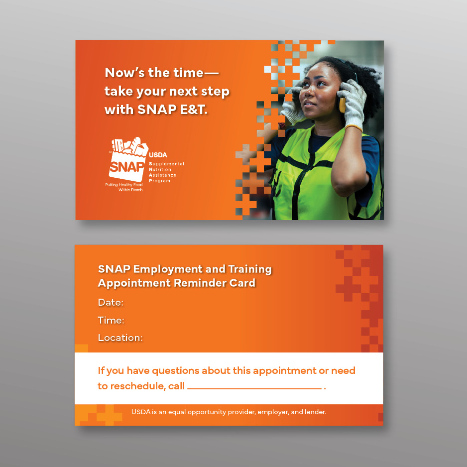 orange background with quote next to woman wearing safety vest and headphones