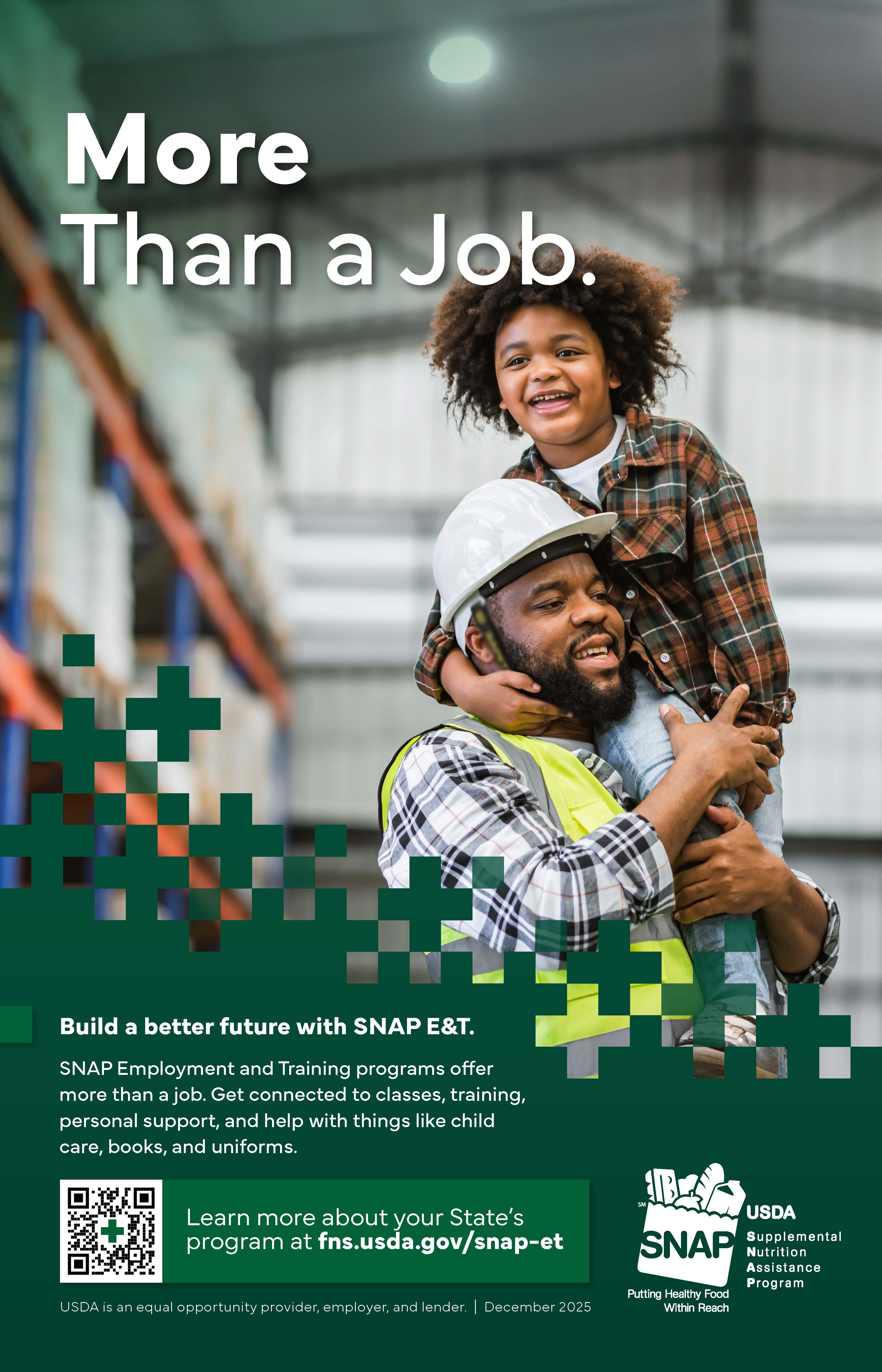 a man in a hardhat holding a child on his shoulders