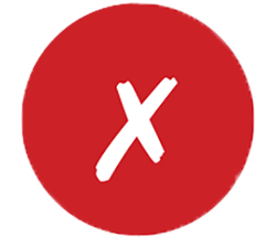 an X inside of a red circle