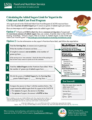 Calculating Sugar Limits for Yogurt in the CACFP