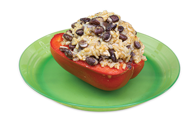 Taco-Seasoned Stuffed Pepper on a green plate