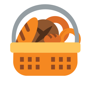 illustration of breads in a basket