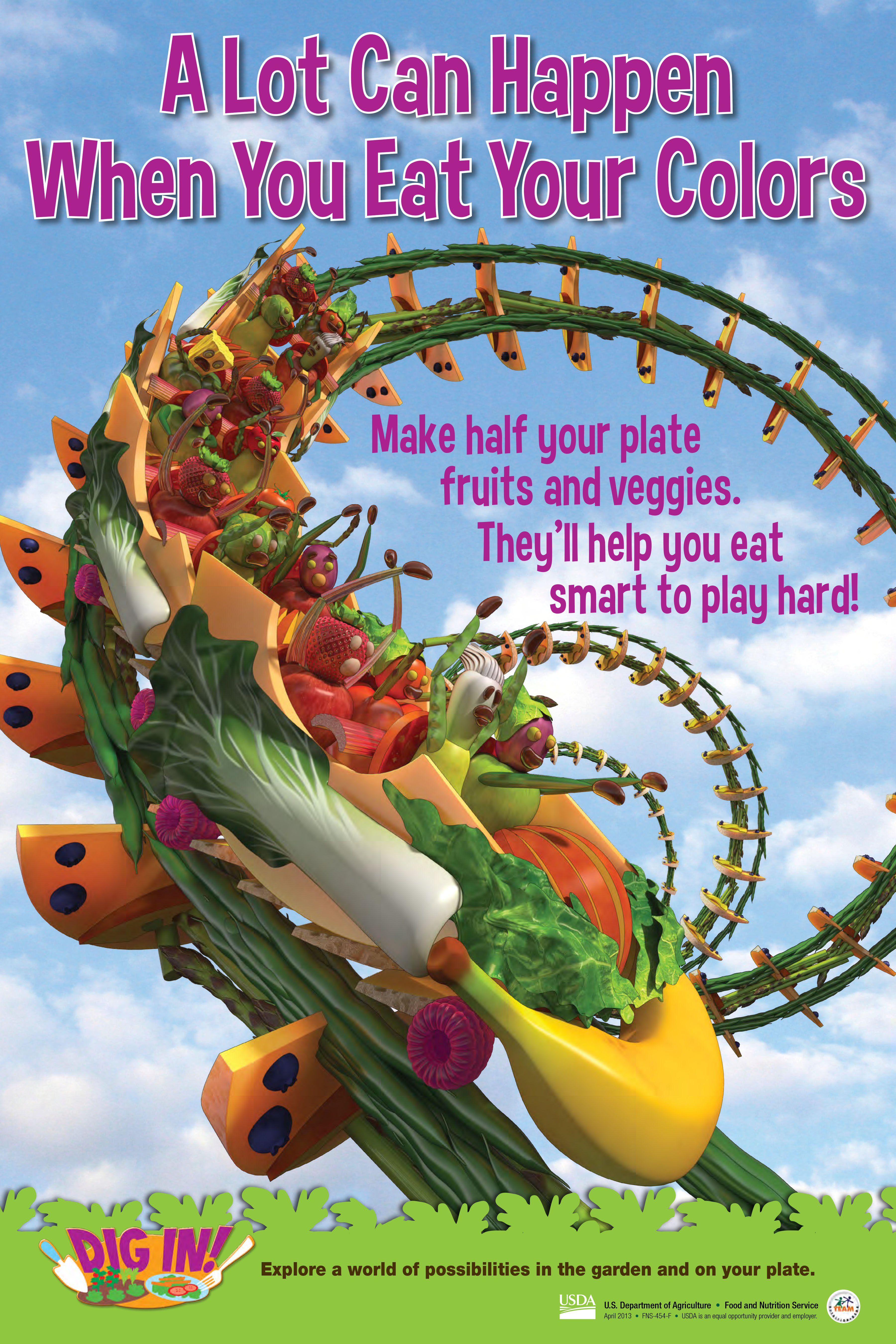 poster of a roller coaster made out of vegetables