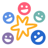 group of colorful smiley faces
