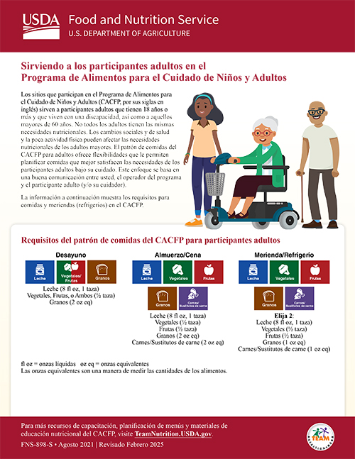 cover of the spanish version of serving adults in the CACFP