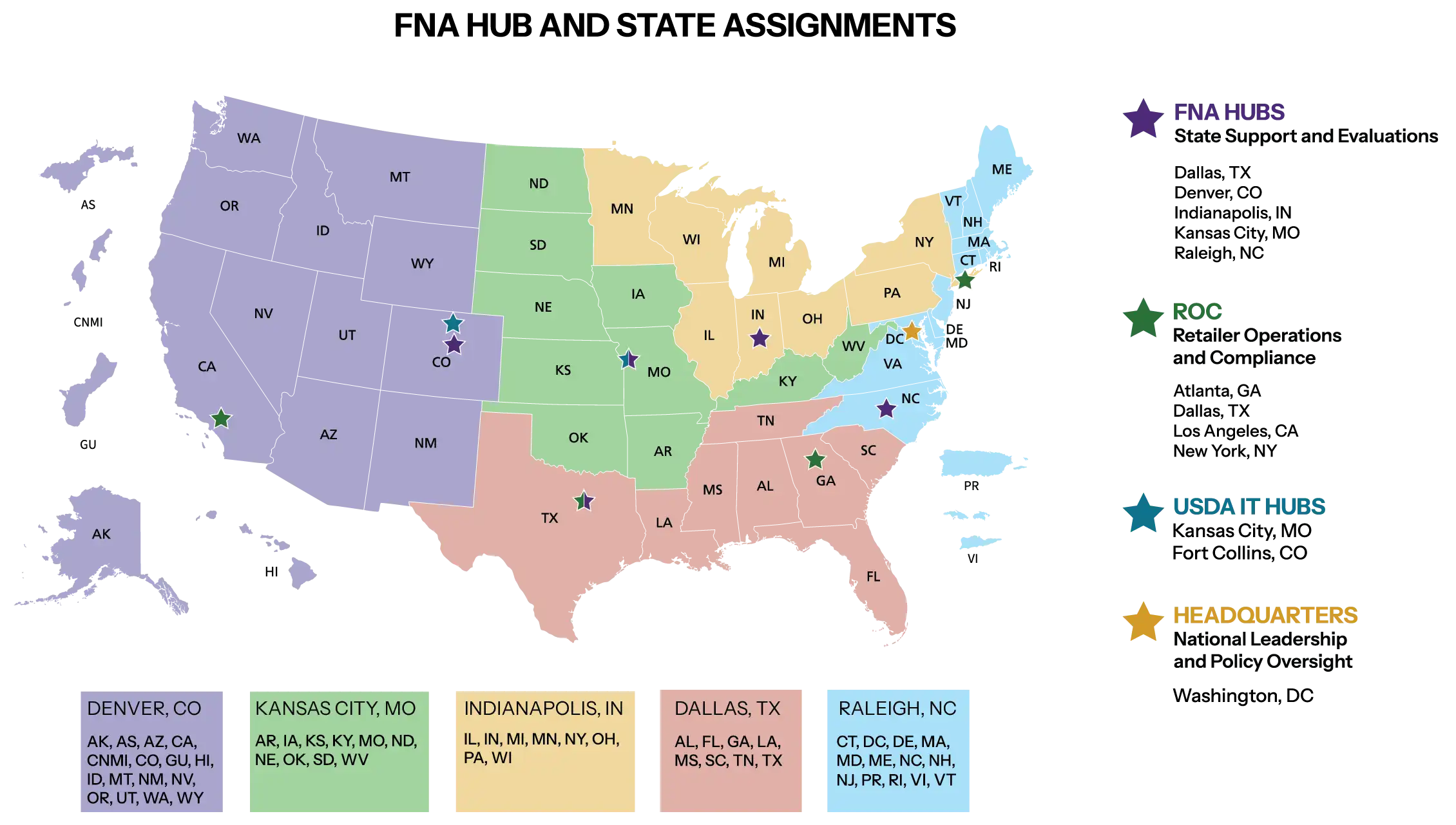 map showing FNA Hub and Office Locations