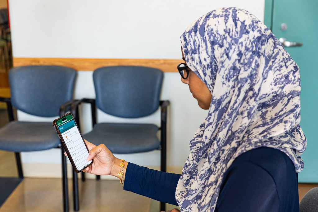 Woman using cell phone