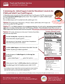 Calculating Sugar Limits for Breakfast Cereals in the CACFP