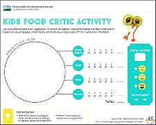 Kids Food Critic Activity worksheet