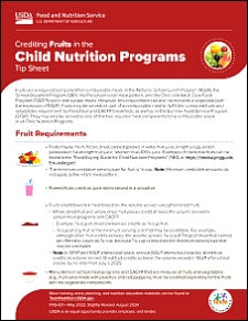 Crediting Fruits in Child Nutrition Programs Tip Sheet