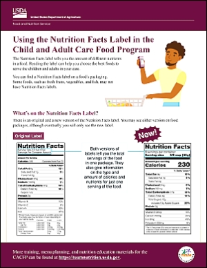 Using the Nutrition Facts Label in the CACFP