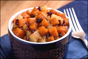 cup of diced baked sweet potatoes and apples
