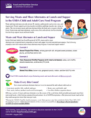 Serving Meats and Meat Alternates at Lunch and Supper in the USDA CACFP