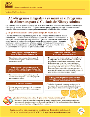 Adding Whole Grains to Your CACFP Menu - Spanish