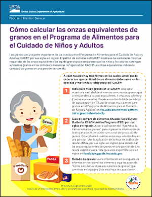  Calculating Ounce Equivalents of Grains in the CACFP Spanish